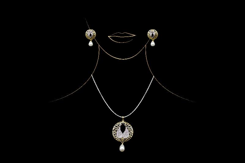 American Diamond Pendant Set 03