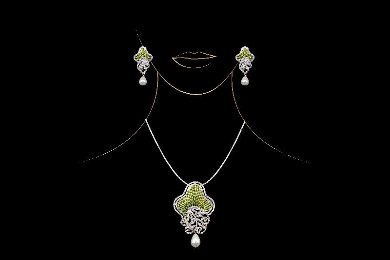 American Diamond Pendant Set 09