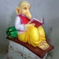 Reading Ganesha Poly Marble Statue