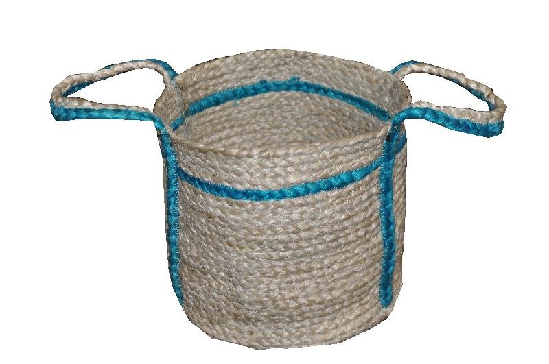 AW_ Two Color Jute Braided Basket -010