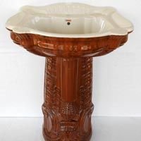 Majestic Set Pedestal Wash Basin (Wooden Brown)