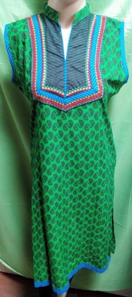 Green Cotton Kurti with Work at York