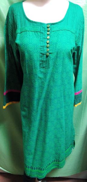 Green Printed Cotton Kurti