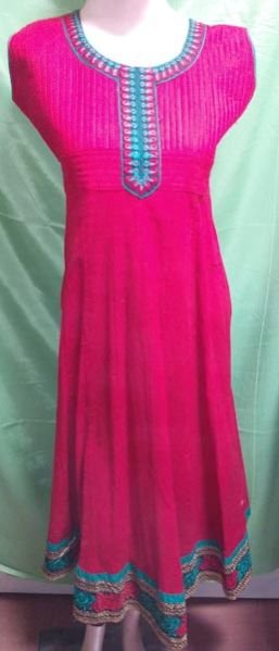 Red Cotton Kurti in Anarkali Style