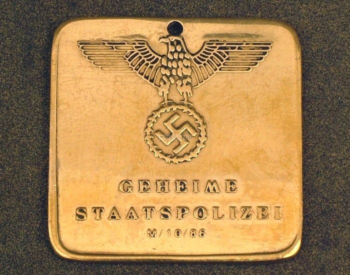 German Gestapo Brass Id Tag WWII