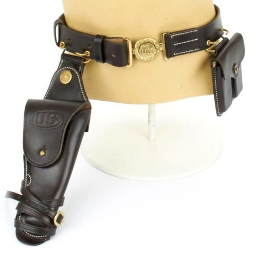 U.S. WWI & WWII 1912  45cal 1911 Pistol Leather Holster  Belt  Ammo Pouch Set