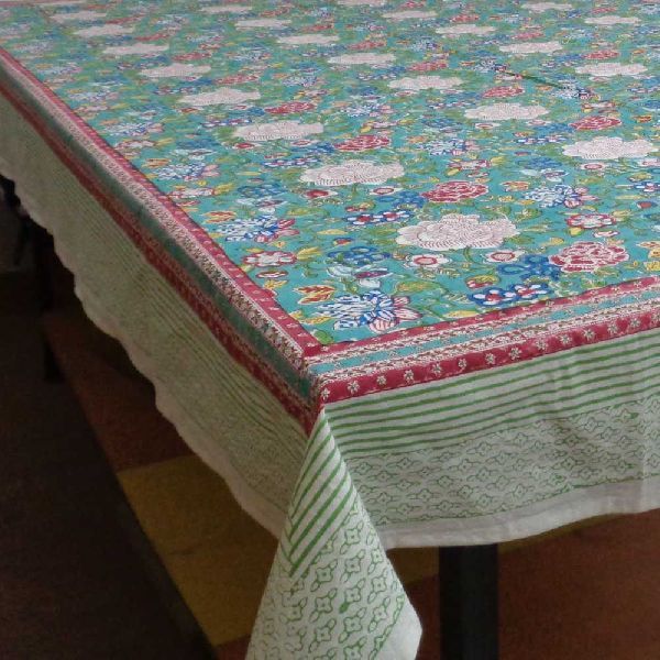 180 x 270 cm Square Tablecloth (TCL180270 Floral Canvas Blue Jade 6865)