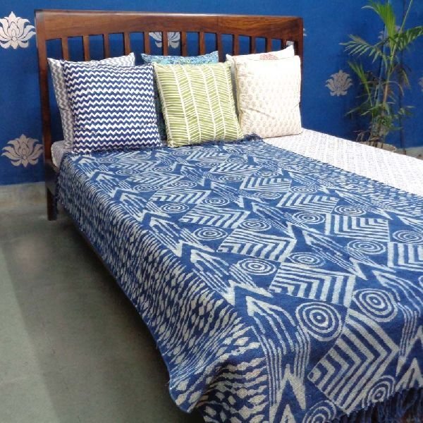 Blue Indigo Hand Block Printed Rug (SKU 1939)