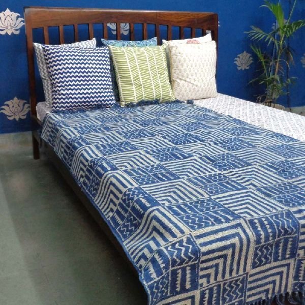 Blue Indigo Hand Block Printed Rug (SKU 1943)