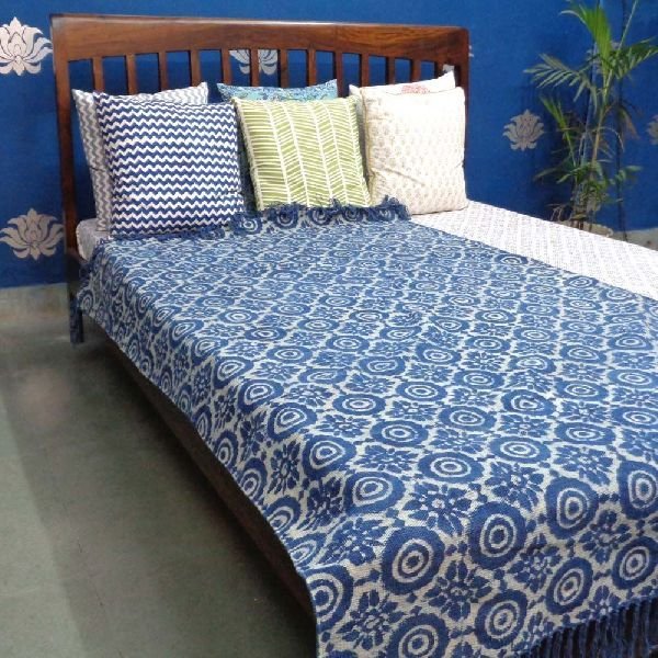 Blue Indigo Hand Block Printed Rug (SKU 1944)