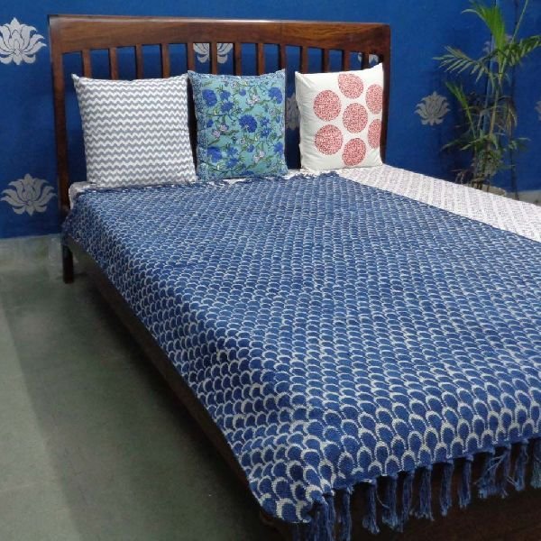 Blue Indigo Hand Block Printed Rug (SKU 2356)