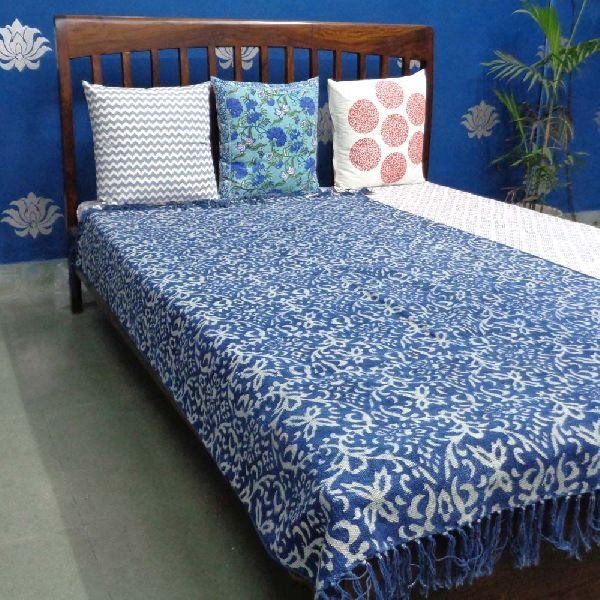 Blue Indigo Hand Block Printed Rug (SKU 2357)