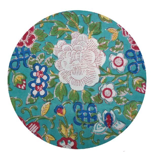 Round Tablecloth (TCLR180 Floral Canvas Blue Jade 6875)