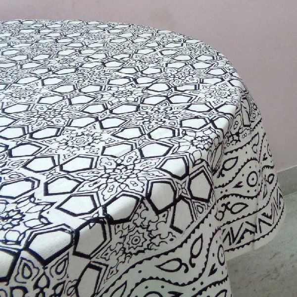 Round Tablecloth (TCLR180 TCLR180 Geo Chokri Black 2903)