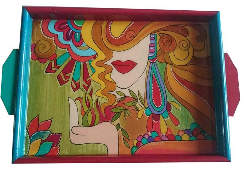 Hand Painted Wooden Tray 13