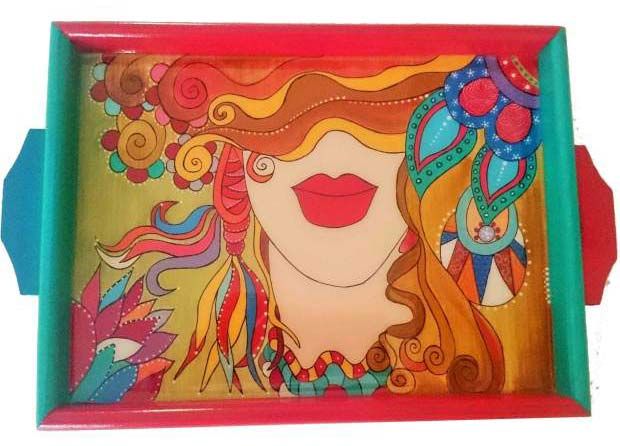 Hand Painted Wooden Tray 17