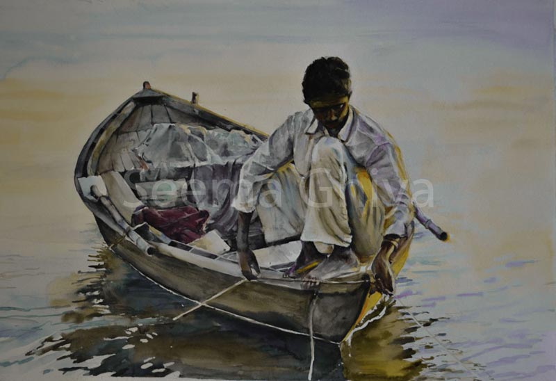 The Boat Man Painting