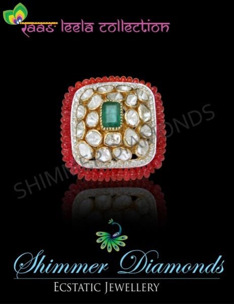 Fusion Polki Ruby Diamond Studded Ring