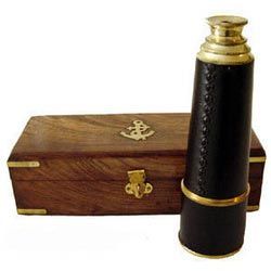 Item Code NC 2101 Telescope 14 Inch in Leather with Wooden Box