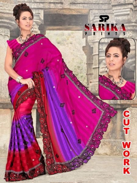 Satin Saree (Cut Work)