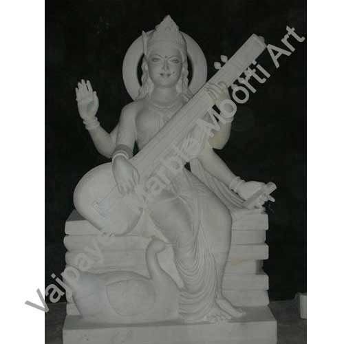 SRW-002 Marble Saraswati Mata Statue
