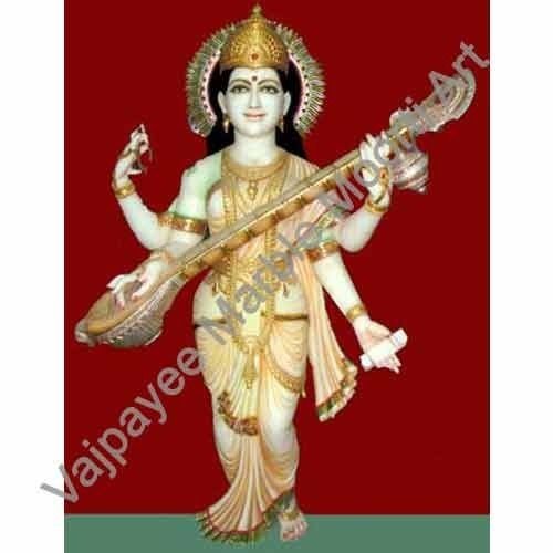 SRW-003 Marble Saraswati Mata Statue