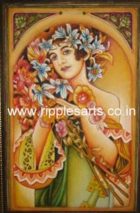 Girl Floral Decorative Mural Painting