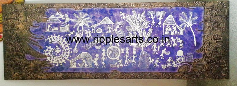 Warli Blue Mural Painting