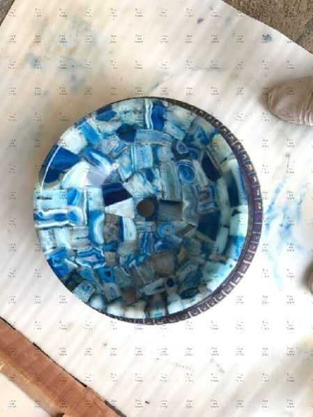 Blue Agate Round Wash Basin