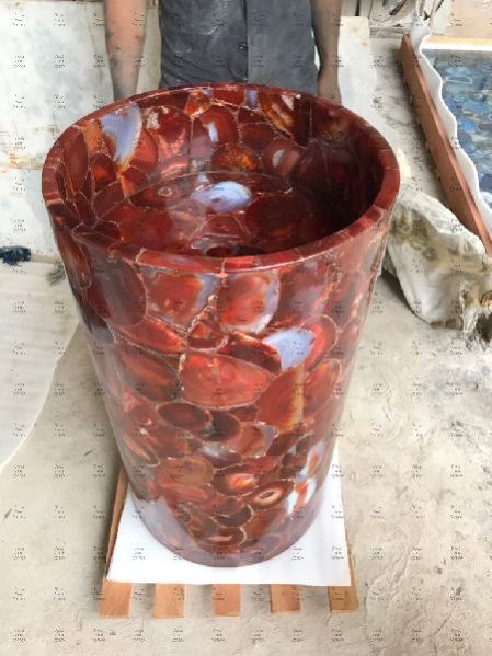 Red Carnelian Pedestal Wash Basin