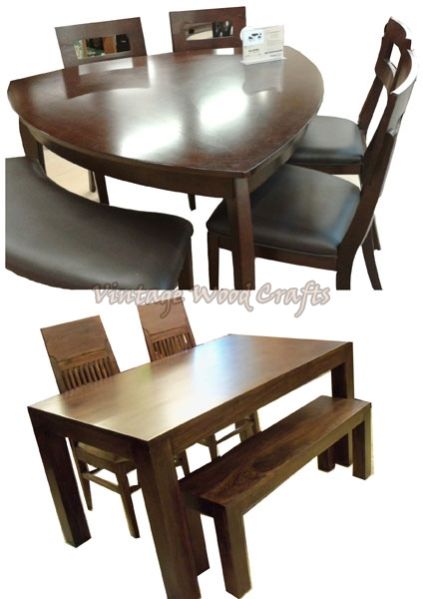 Wooden Dining Table Set with Wooden Bench