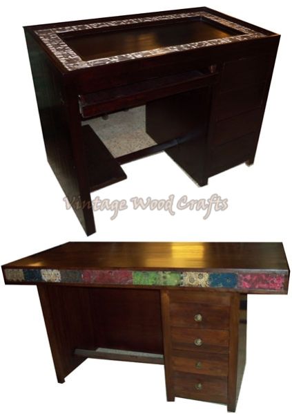 Wooden Study Table with Patch of Handwork