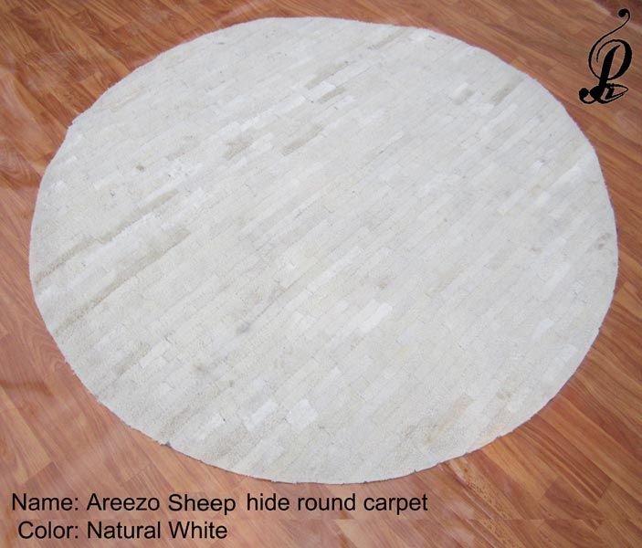 Areezo Sheep Hide Round Carpet (Natural White)