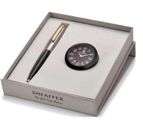 Sheaffer Black Table Clock With Pen