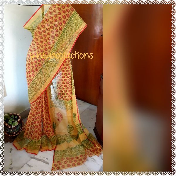 Block and Screen Printed Kota Doria Cotton Sarees 04