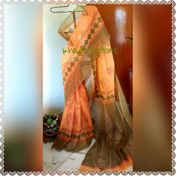 Block and Screen Printed Kota Doria Cotton Sarees 05
