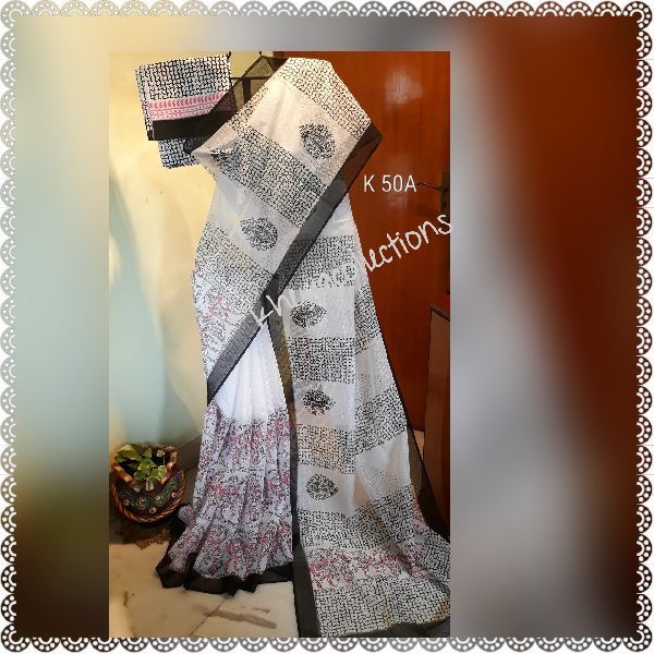 Block and Screen Printed Kota Doria Cotton Sarees 07
