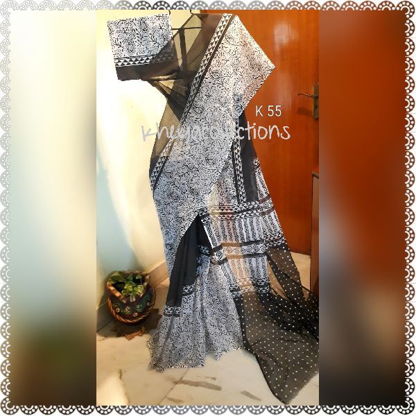 Block and Screen Printed Kota Doria Cotton Sarees 08