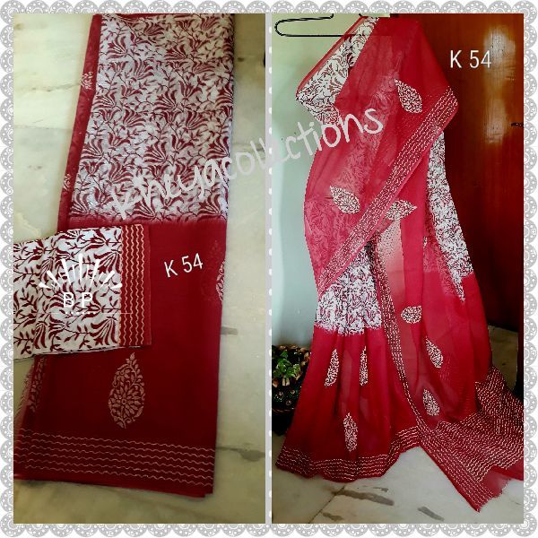 Block and Screen Printed Kota Doria Cotton Sarees 09