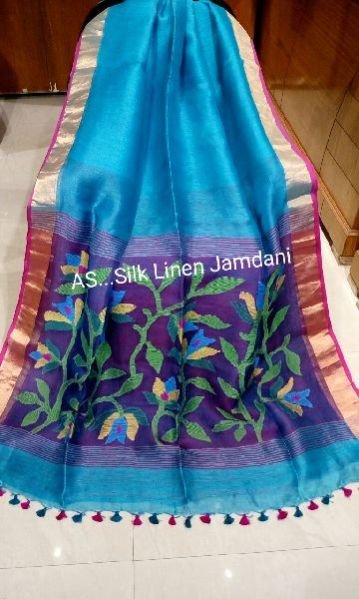Jamdani Muslin Pallu Linen Silk Sarees 01