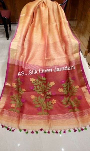 Jamdani Muslin Pallu Linen Silk Sarees 02