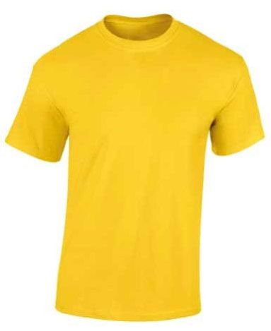 Yellow Mens Round Neck T-Shirts
