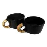 Black Stone Round Coffee Mugs