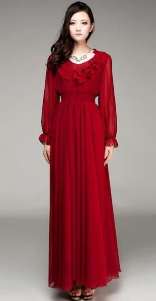 Red Long One Piece Dress