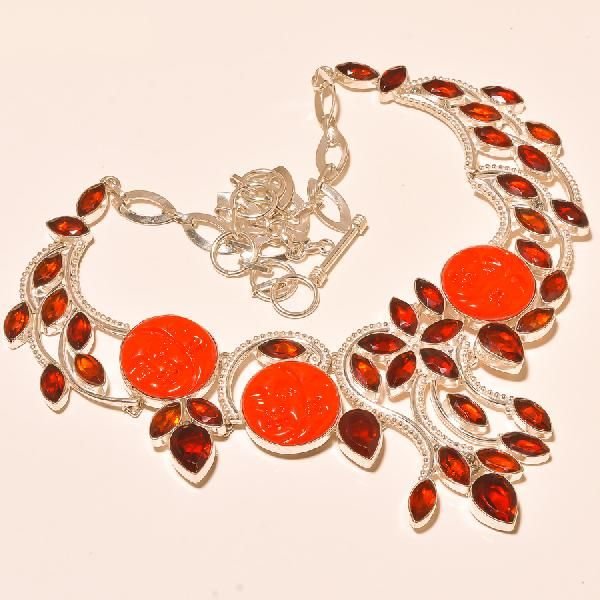 Gemstone Silver Necklaces (KA-419)