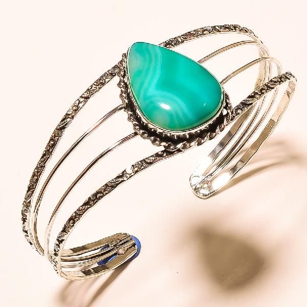 Silver Gemstone Cuff Bangle (KI-152)