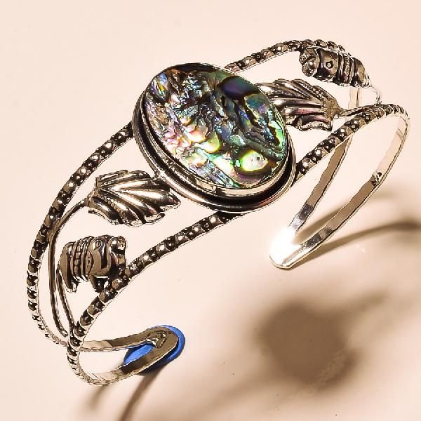 Silver Gemstone Cuff Bangle (KI-153)