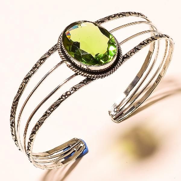 Silver Gemstone Cuff Bangle (KI-156)