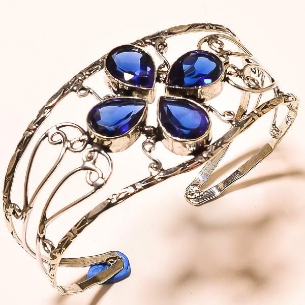 Silver Gemstone Cuff Bangle (KI-157)
