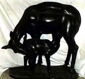 Marble Mother Deer Statue